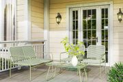 4-Seater Garden Set, 2-Seater Sofa, 2 Chairs, Tempered Glass Table Steel Frame Green