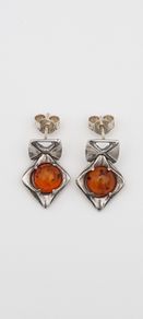 925 vintage sterling silver and amber earrings