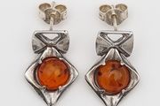 925 vintage sterling silver and amber earrings