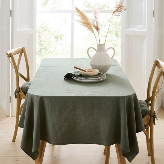 Khaki green cotton tablecloth