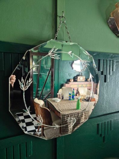 Art Deco original 1920s Mirror vintage French Art Deco etched mirror
