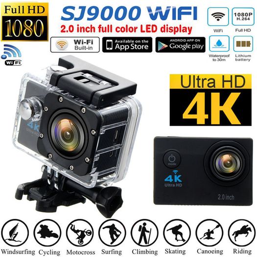 4K 1080P Universal Sports Action SJ9000 Car Helmet Bicycle Bike Motorbike Motorcycle Surfing Boating Cam Sports Go Action Waterproof Camera 12MP Full Pro HD