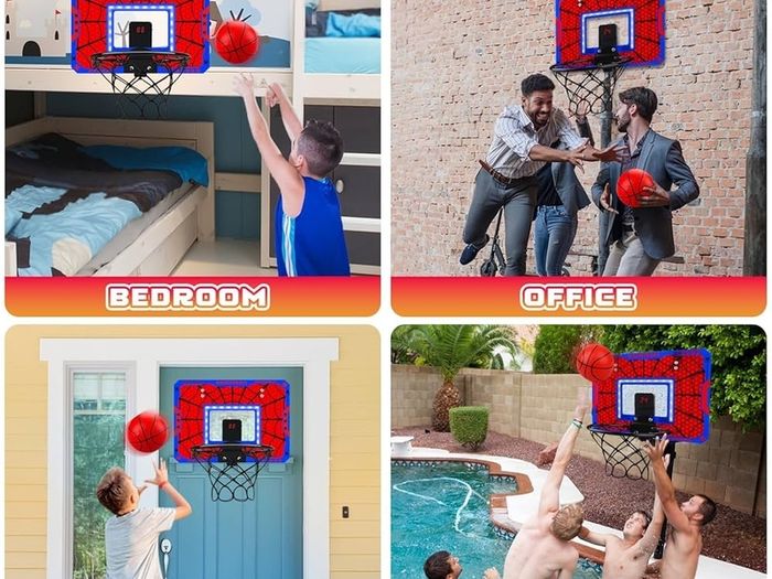 Mini Basketball Hoop Children's Indoor Basketball Basket in Room Wall Mounted with Electronic Scoreboard, Children's Toy Basketball Gift Boy 3-8 Years