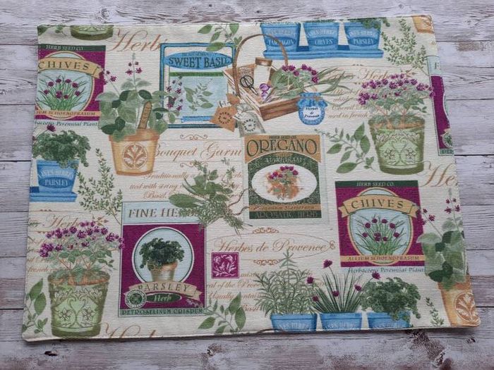 Handmade Placemats." Summer fruits, Farmers Market, Mediterranean Herbs"