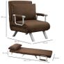 Convertible 1-Seater Armchair Sofa Bed with Removable Quilted Upholstery Grand Comfort Cushion Metal Armrests Suede Brown Image 5