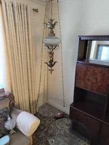 Hanging Swag Lamp & Matching Table