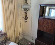 Hanging Swag Lamp & Matching Table
