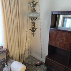 Hanging Swag Lamp & Matching Table