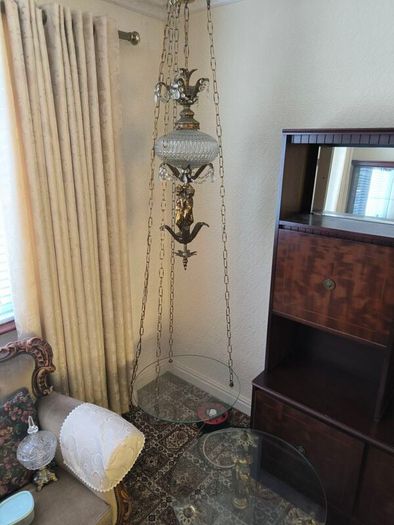 Hanging Swag Lamp & Matching Table