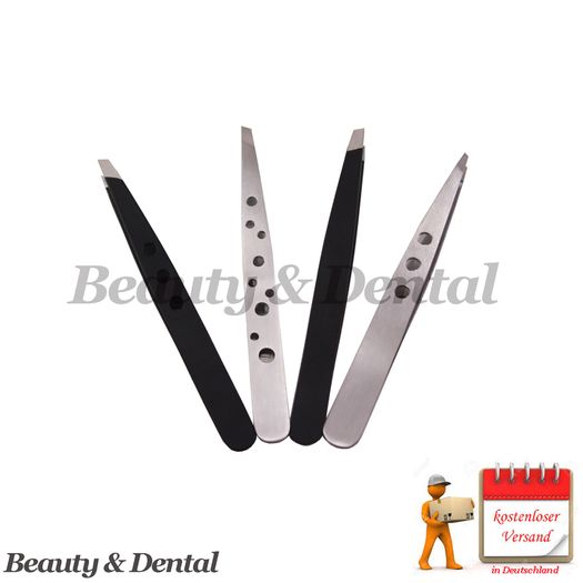 4x Eyebrow tweezers Hair Beauty Slanted Stainless Steel Tweezer Tool