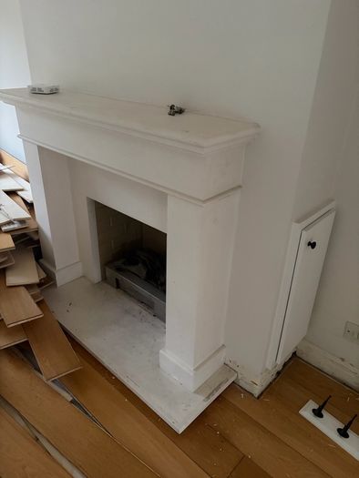 Cream Marble Fireplace Surround & Matching Hearth