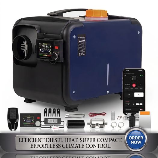 12V 24V 8KW Diesel Air Heater with Bluetooth App Remote Control for Car RV Van Caravan and Camping
