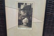 Antique W F Harber Signed Etching Bruges Framed 33 x 51 cm