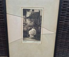 Antique W F Harber Signed Etching Bruges Framed 33 x 51 cm