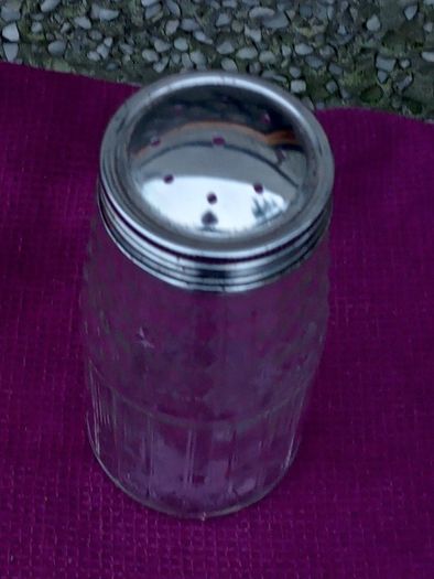 Vintage Tall Glass Shaker/Metal Lid