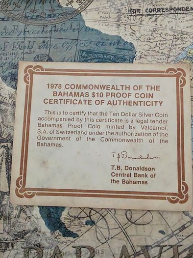 10 Dollars Silver Proof Coin Bahamas 1978