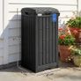 110 L Outdoor Bin with Dual Lid, Waterproof Plastic Trash Bin with Ashtray and Drip Tray, Garden Waste Trash Bin, Black Image 3