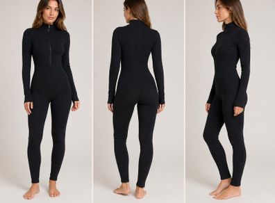 Black ribbed jumpsuit one size
