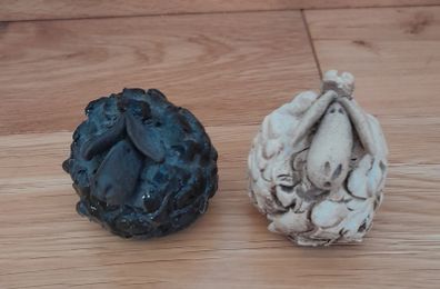 Two Handmade clay sheep figures