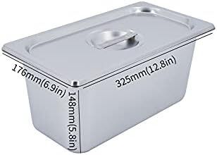 1500W Food Warmer Stainless Steel Steam Table Temperature Control for Catering and Restaurant, GN 1/3x2, 1/6x2 Pans with Lids