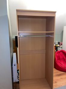 Brown open wardrobe