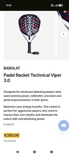 Babolat Technical viper 3.0 Padel Racket