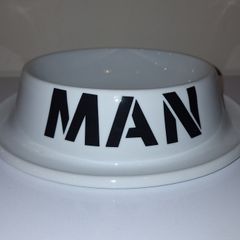 SALE!  Large White Ceramic Bowl for a CAT or a DOG