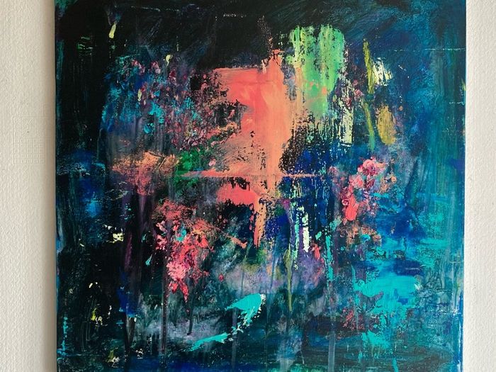 Large Original Abstract Painting Dublin Tropical Sea Seascape Surfing Theme