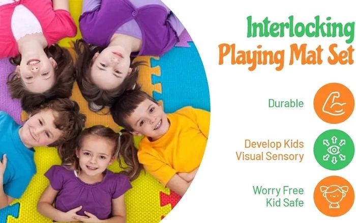 Interlocking Foam Play Mat Set. Great for Babies, Toddlers or Even exersise (32 x 32cm. 18 Piece Pastel Mats)