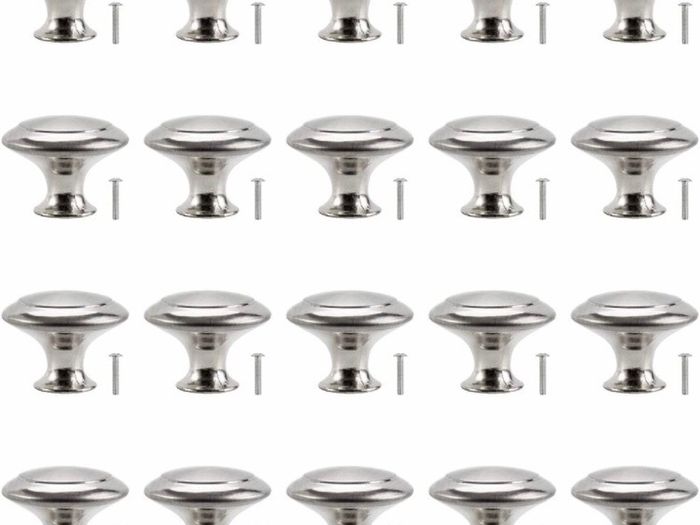 20Pack Cabinet Door Knobs Brushed Nickel Round Drawer Handle Hardware Stainless Steel with Screw for Kitchen Bathroom Bedroom Silver (MULTIPLE AMOUNTS, SEE DESCRIPTION)