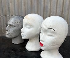 Retro vintage styrofoam polystyrene heads X3 c1960