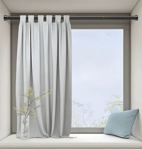 Tension Rods for Curtains 28 to 48Inch(70-130cm:22mm) Black Extendable Curtain Poles,Shower Curtain Pole Spring Tension Rod No Drill Adjustable Curtain Rod for Clothes Windows,Bathroom
