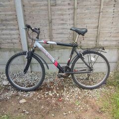 hello this is a Raleigh Resonator Pro aluminium mountain/hybrid bike, with front suspension, 26" wheels and likely 21 gears  fair condition fully working order.  price to sell 60 euro fixed price collection only.