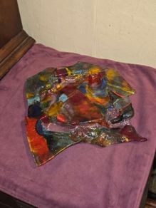 Hand Blown Stained Glass Art Bowl/Plate