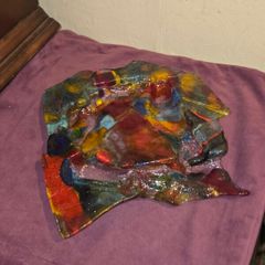 Hand Blown Stained Glass Art Bowl/Plate