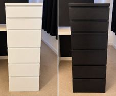 2 Tall 6-Drawer Chests  White & Black