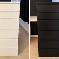 2 Tall 6-Drawer Chests  White & Black