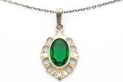 Emerald-Glass 925 Silver Necklace