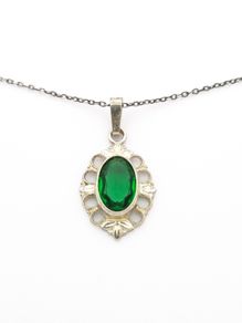Emerald-Glass 925 Silver Necklace