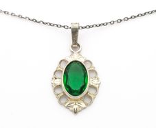 Emerald-Glass 925 Silver Necklace