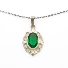 Emerald-Glass 925 Silver Necklace