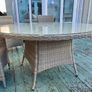 6 seater rattan table and chairs with glass Image 3