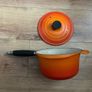 Le Creuset Cast Iron Saucepan with Wooden Handle Lovely genuine signature Volcanic colour size 18 Image 5