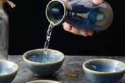 Sake Set 1 Pot &amp; 2 Cups Japanese Ceramic Hand-Painted Traditional
