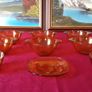 Vereco France Amber Glass 9 Piece Two Handled Soup Bowls and Cups And Saucer Image 8