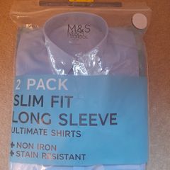 Marks and Spencer Boys 2 pack slim fit school ultimate shirts BNWT 6-7 years T