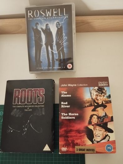 DVD Box Sets 15e each Roswell, Roots & John Wayne Collection