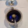 Lovely Silver Plated Musterd Dish With Blue Insert And Small Spone. Image 4