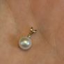 Small pearl pendant or charm with solid yellow 14k gold and a tiny diamond (real) not lab grown Image 4