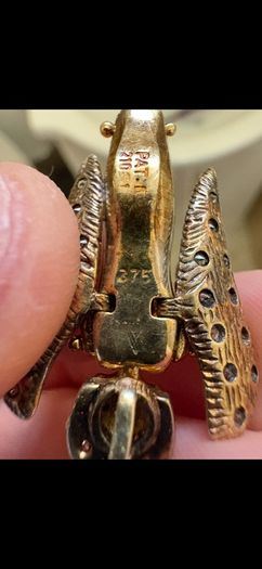 vintage 9ct Angel pendant with dimonds (9.65g)